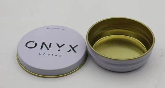 0.28 ملم طعام الصف الصفيحة الكافيار التعبئة الفارغة علب 30g و 50g مع غطاء مسطح