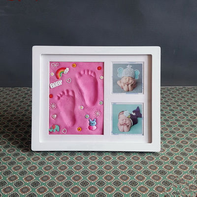 إطار الصورة للذكرى الزخرفية 28X23CM مجموعة إطار البصمة اليدوية والقدمي